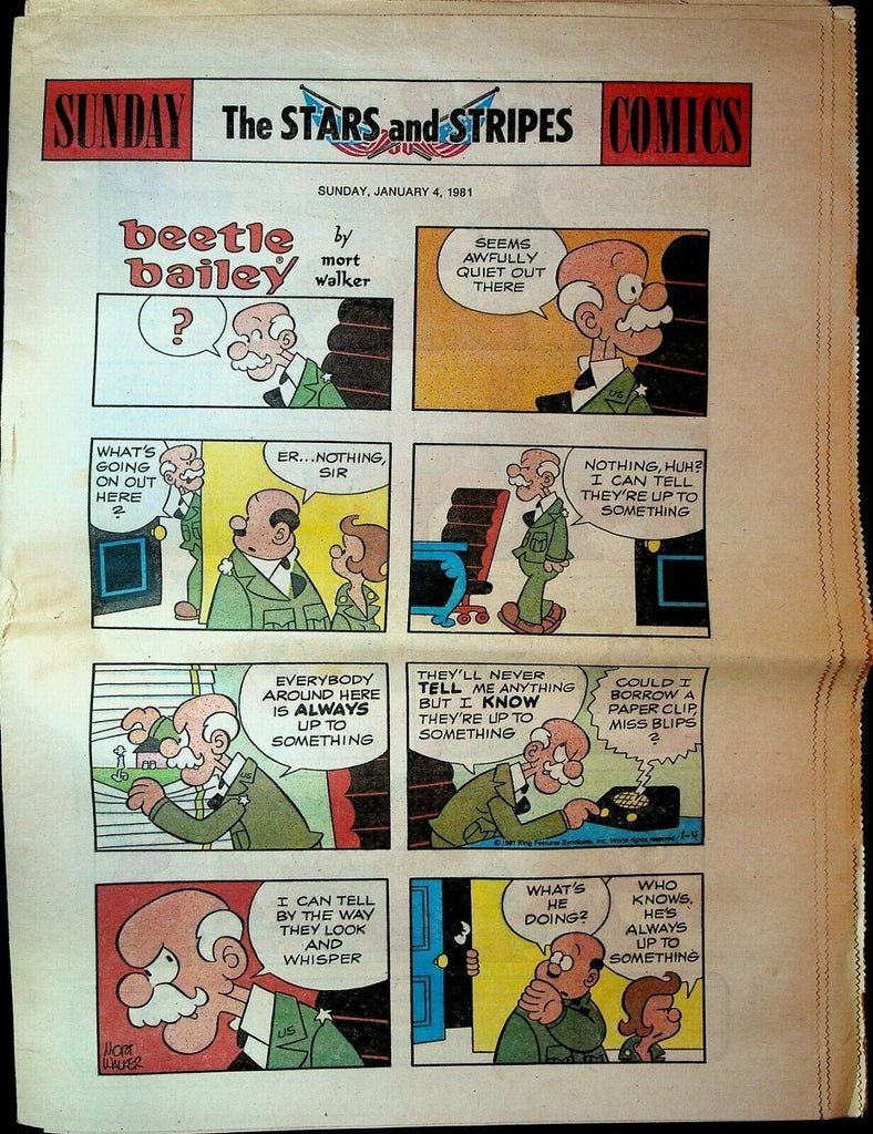 Stars & Stripes Sunday Comics Section January 4 1981 Beetle Bailey