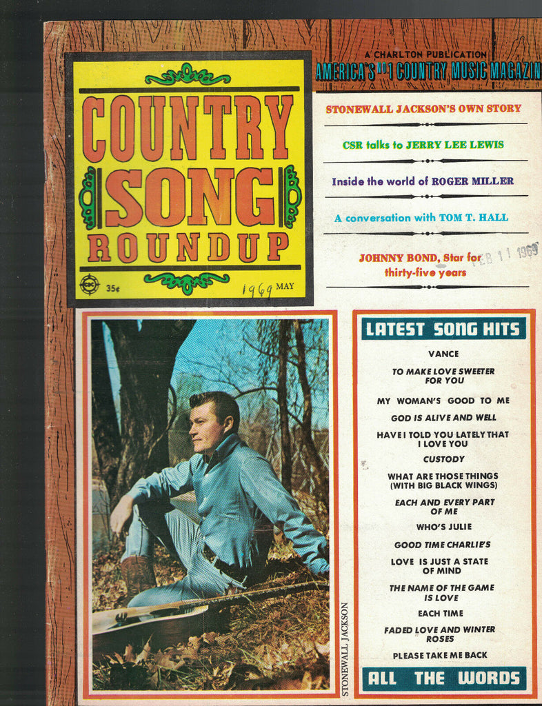 Country Song Roundup May 1969 Stonewall Jackson Jerry Lee Lewis Tom T Hall