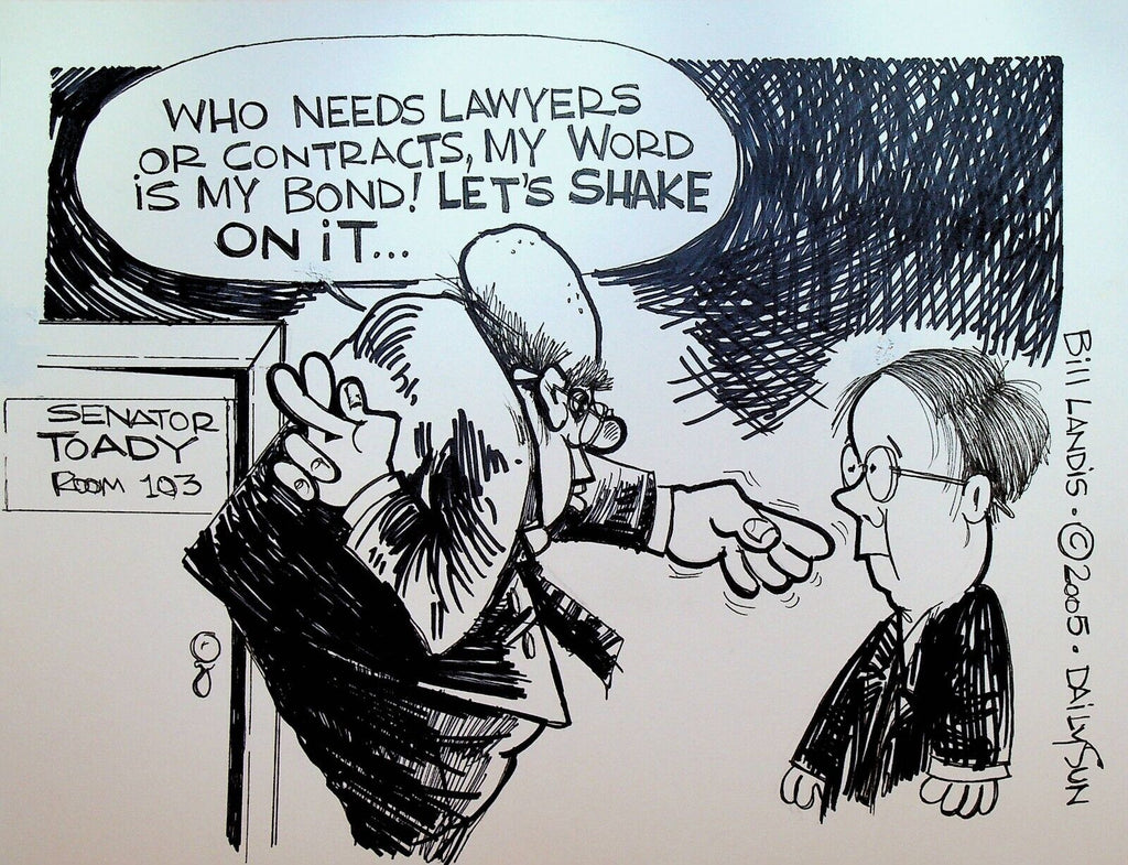Bill Landis Original Cartoon Art The Villages Daily Sun 2005 Crooked Politician