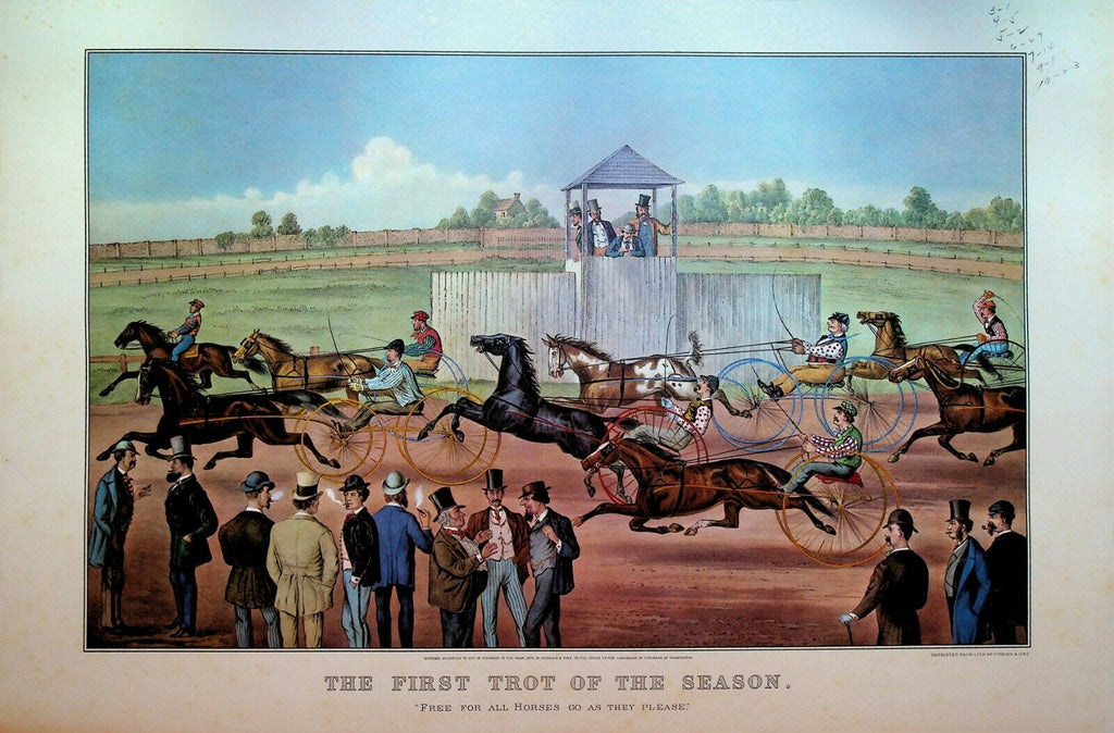 Currier & Ives Calendar Topper 1962 The First Trot of the Season Harness Racing