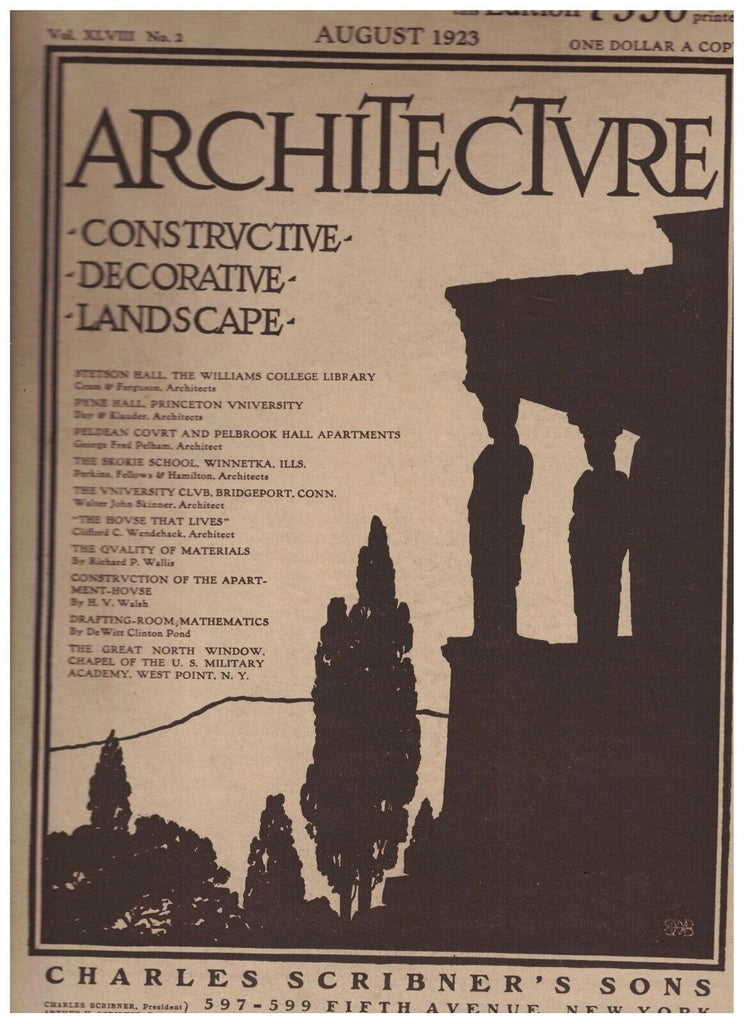 Architecture Magazine August 1923 Princeton University Skokie School Winnetka Il