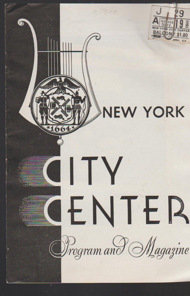 New York City Center Program & Magazine November 12 1944 Manon Lescaut