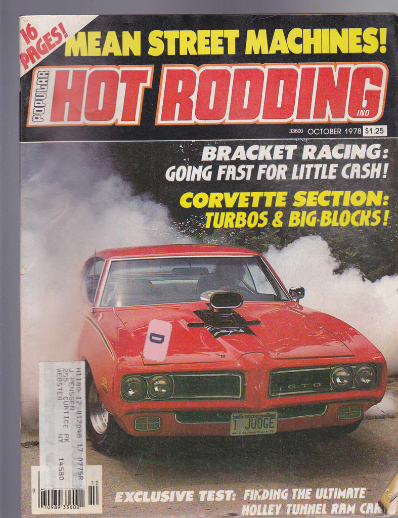 Popular Hot Rodding Magazine Mean Street Machines Corvettes October 1978
