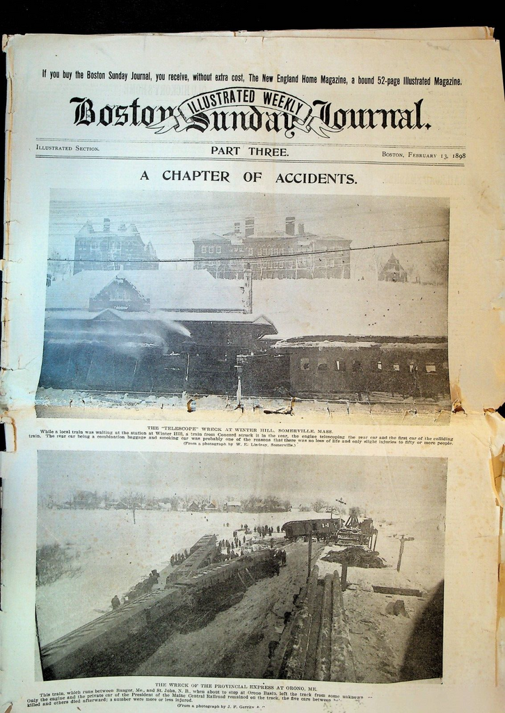 Boston Sunday Journal February 13 1898 Train Wrecks Kennel Club Show