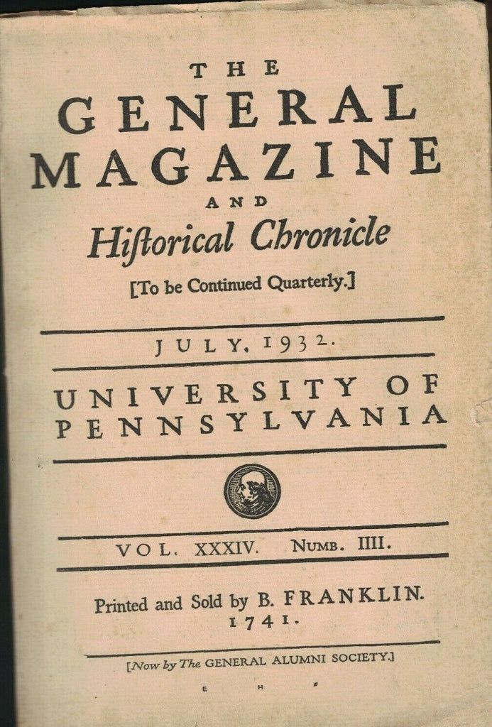 General Magazine & Historical Chronicle July 1932 Dr John Foulke John Keats