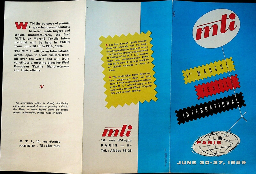 MTI Marche Textile International Brochure Paris France June 20 1959