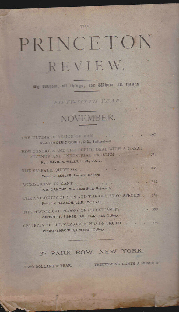 Princeton Review Agnosticism in Kant Christianity Proofs  November 1880