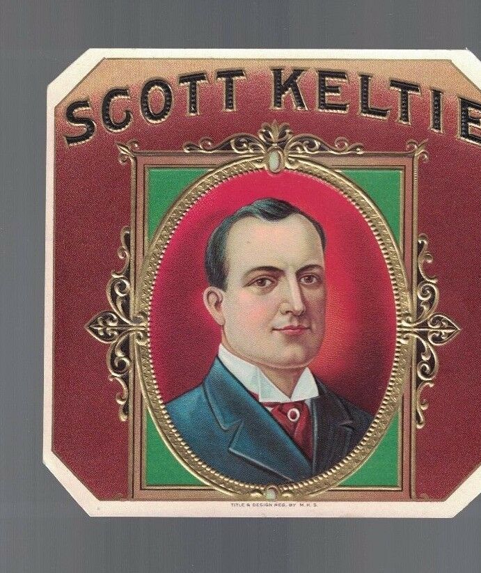 Scott Keltie 5" unused cigar box label  Vintage