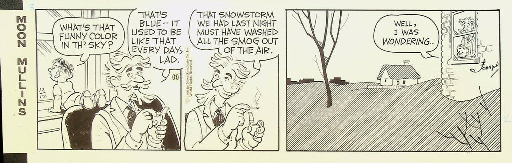 Moon Mullins Ferd Johnson Original Comic Strip Art December 12 1969