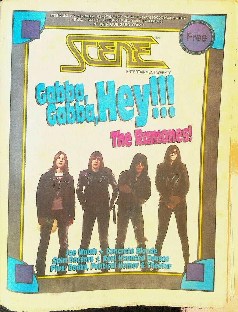 Cleveland Scene Magazine October 29 1992 The Ramones Joe Walsh Spin Doctors