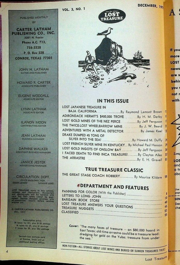 Long John Latham's Lost Treasure Magazine December 1977 Moses Follensby