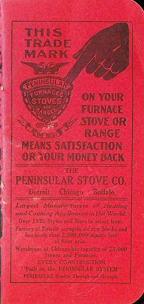 Peninsular Furnace Stove Range Gas Appliances Memo Book 1914