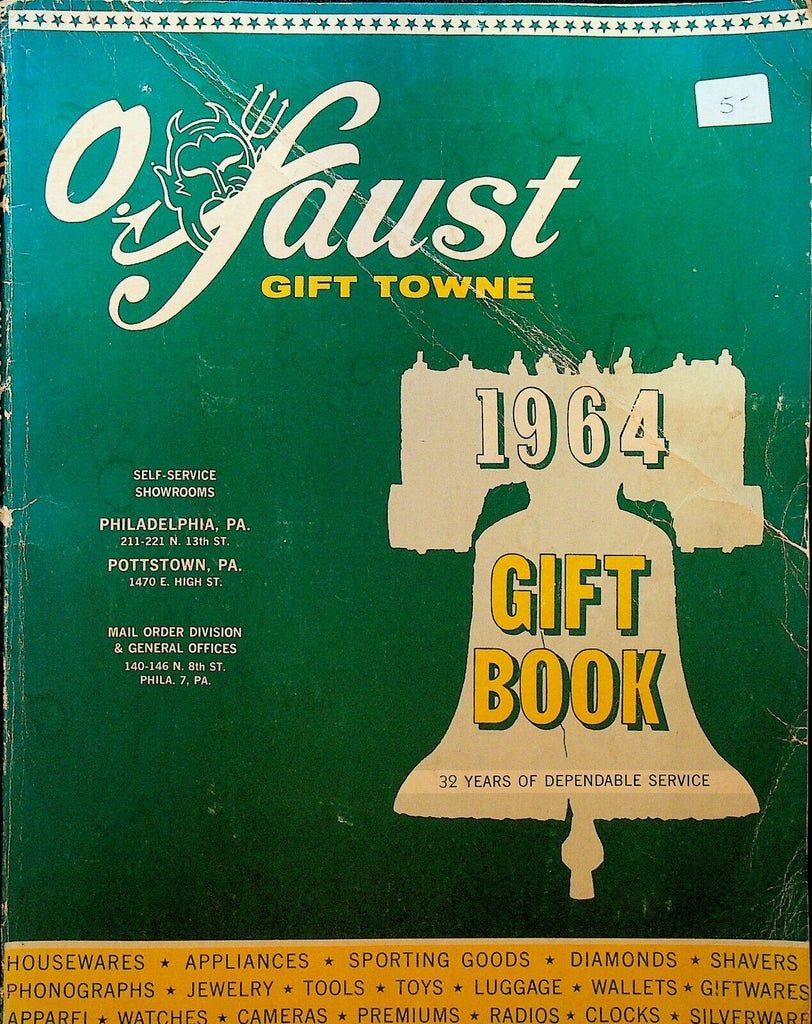 O Faust Philadelphia Gift Towne Catalog 1964 Toys Jewelry Watches Housewares