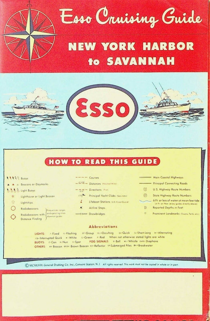 Esso Cruising Guide New York Harbor to Savannah 1958 Boats