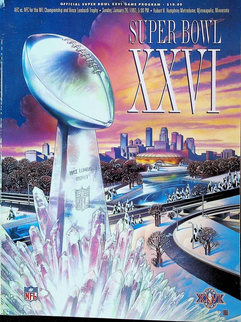 Super Bowl XXVI Program Buffalo Bills v Washington Redskins 1992