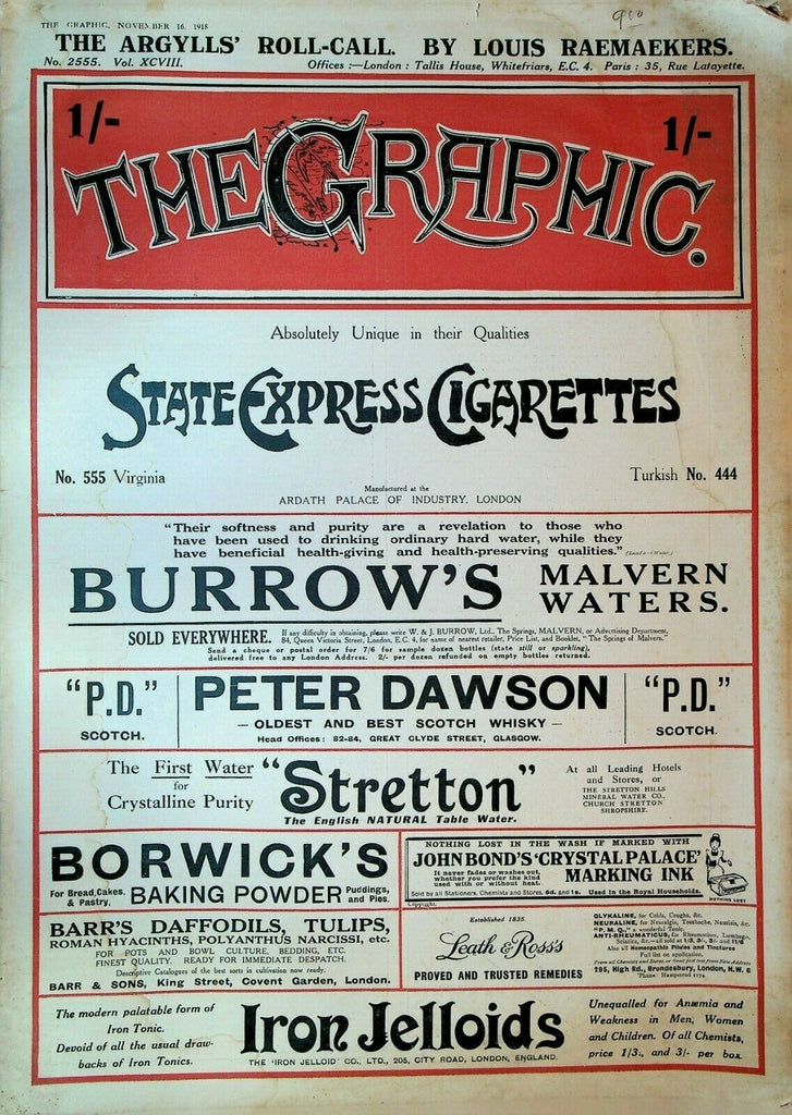 The Graphic Magazine November 16 1918 World War I Ends