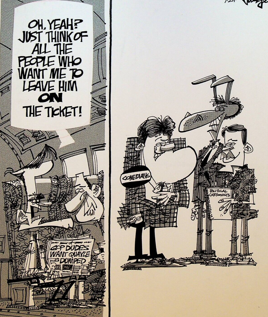 Dan Quayle George Bush Editorial Cartoon July 24 1992 Lee Judge