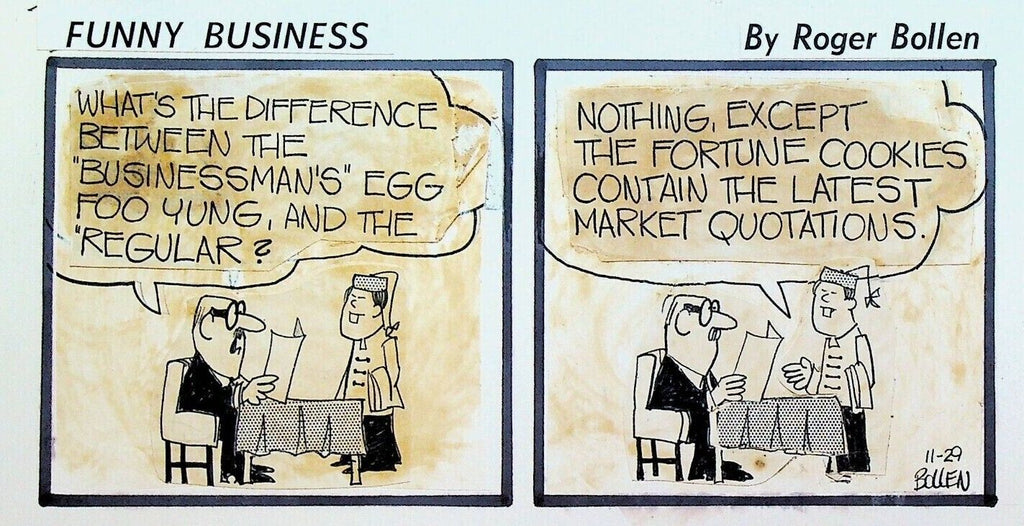 Funny Business Original Comic Strip Art Rog Bollen Chinese Restaurant
