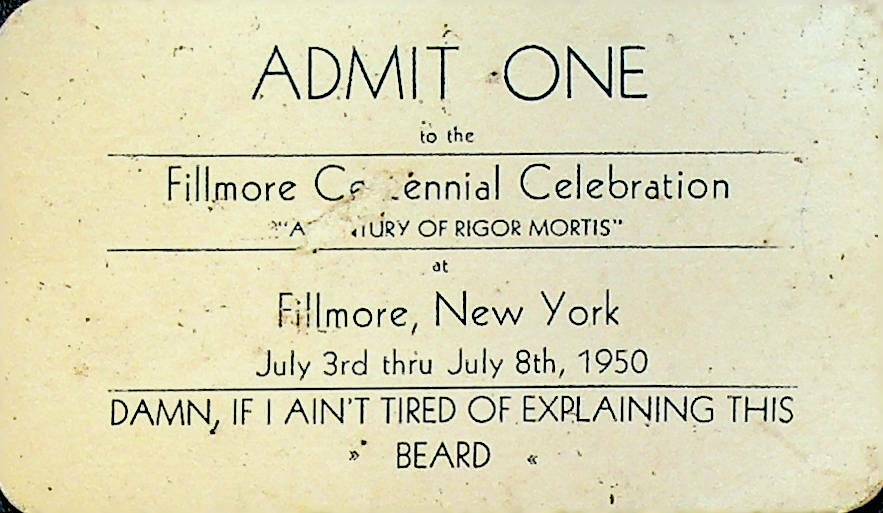 Fillmore NY Centennial Celebration Ticket July 1970 Allegany County