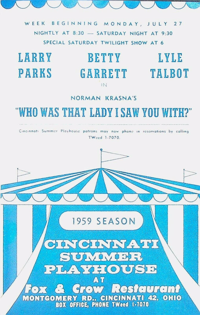 Who Was That Lady I Saw You With? Program July 27 1959 Lyle Talbot