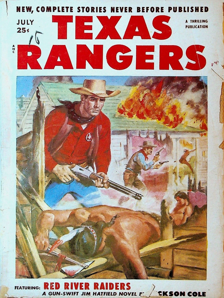 Texas Rangers Pulp July 1954 Jackson Cole Jim Hatfield JM Decker Ben Frank
