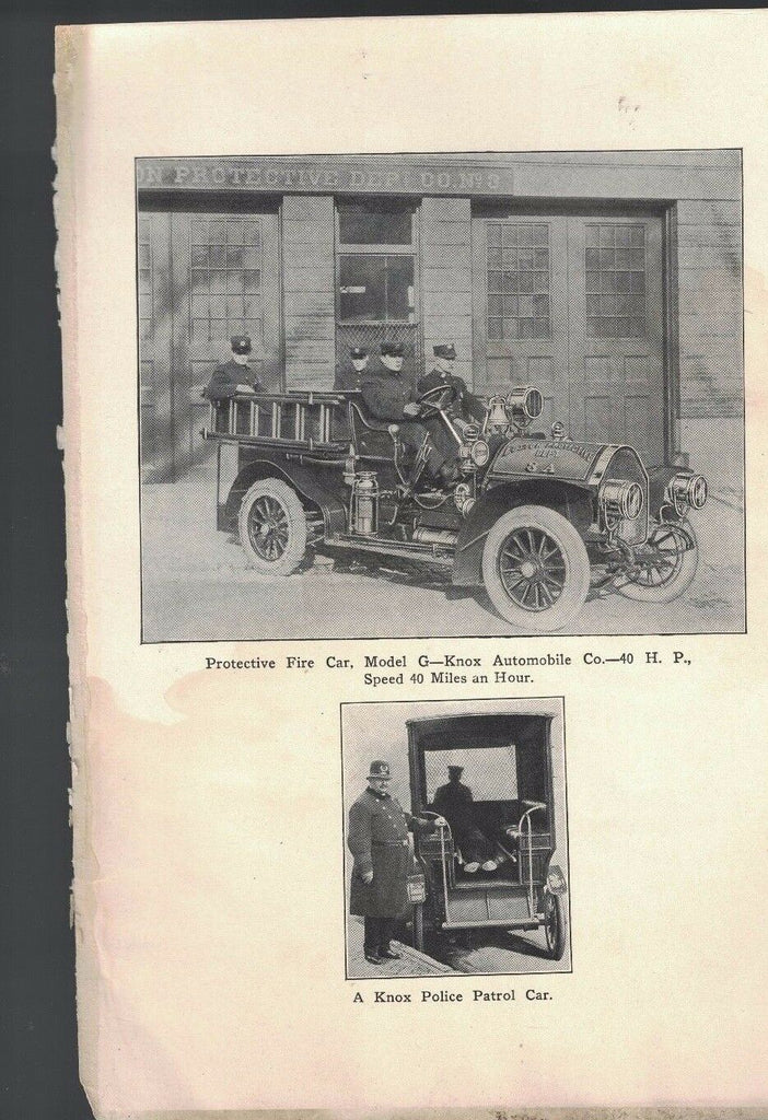 Knox Automobile Protective Fire Car Model G & Police Car 6x9 b/w print