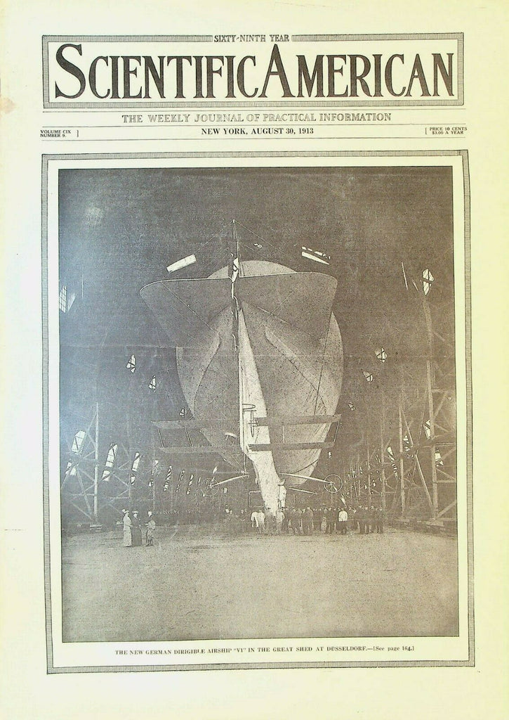 Scientific American August 30 1913 German Dirigible Airship V1 Trucks