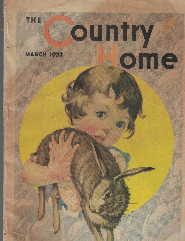 Country Home Magazine March 1932 Priscilla Pointer Girl with Bunny Cover