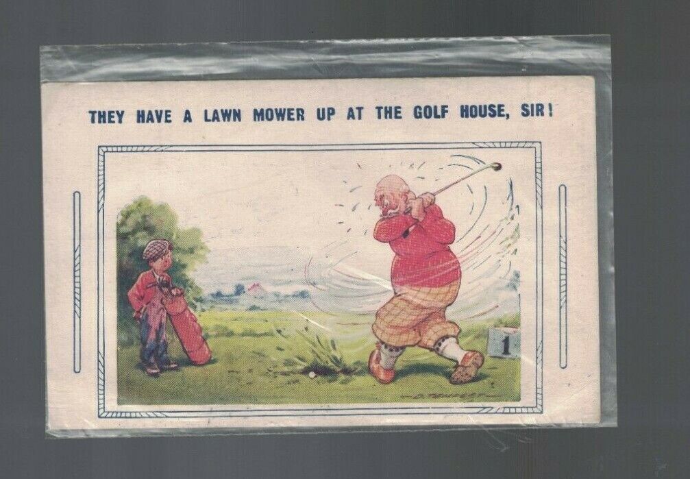 They Have a Lawn Mower Up at the Golf House Sir Comic Postcard Bamforth 1910s