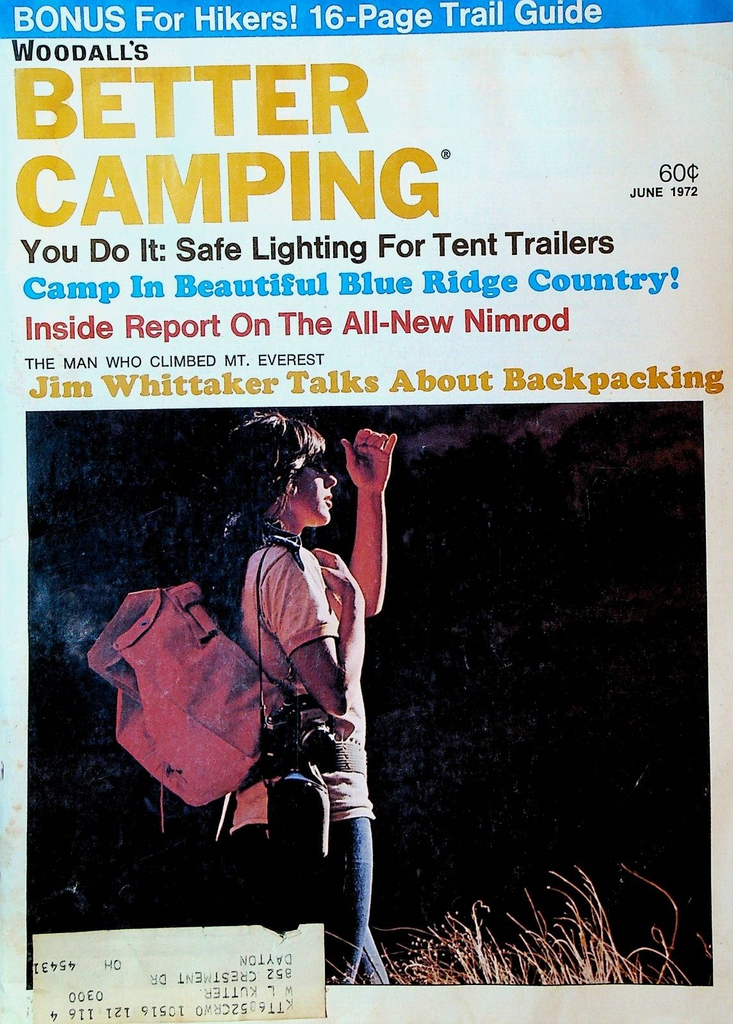 Better Camping Magazine June 1972 Jim Whittaker Nimrod Blue Ridge Country