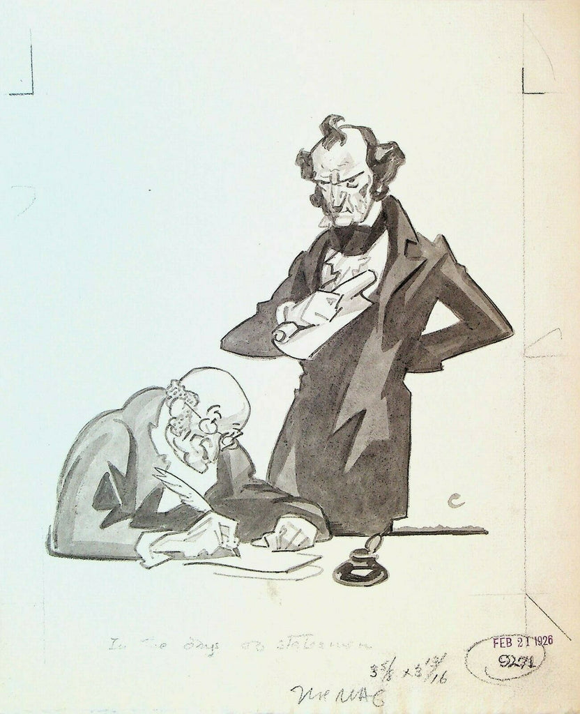 In the Days of Statesmen Oscar Cesare Original Art 1926 inkwell Quill Pen