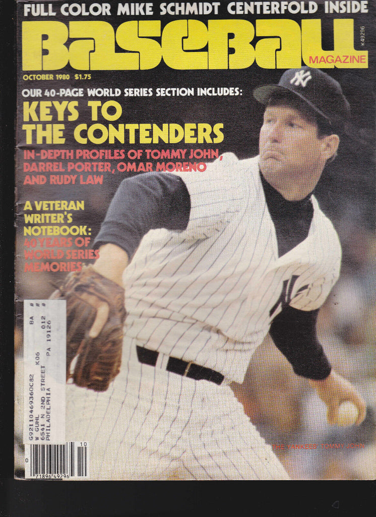 Baseball Magazine October 1980 Mike Schmidt Tommy John