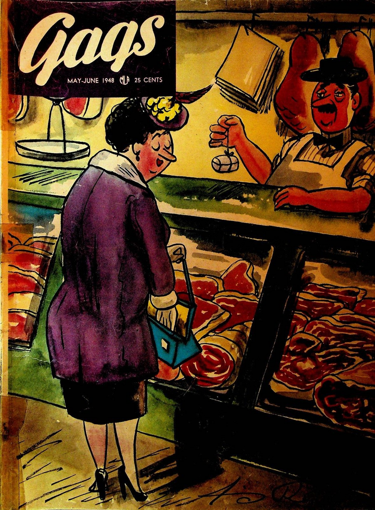 Gags Magazine March 1949 Butcher Counter Meat Sales