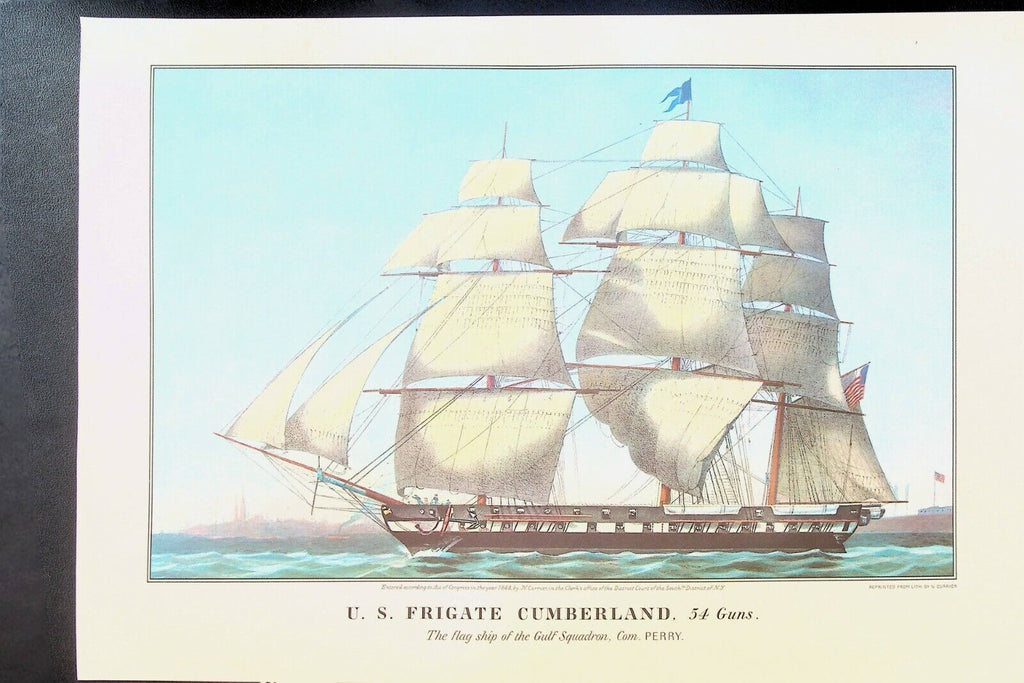 Currier & Ives Calendar Topper 1969 US Frigate Cumberland