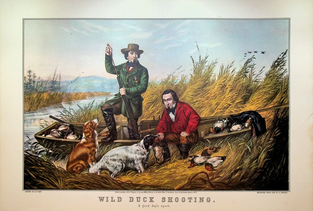 Currier & Ives Calendar Topper 1951 Wild Duck Shooting Hunting Good Day's Sport