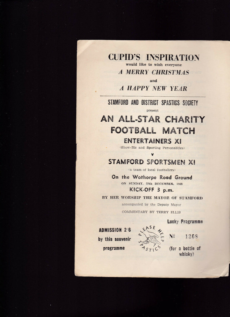 Stamford & Districts Spastics Society Charity All Star Match Program 1968