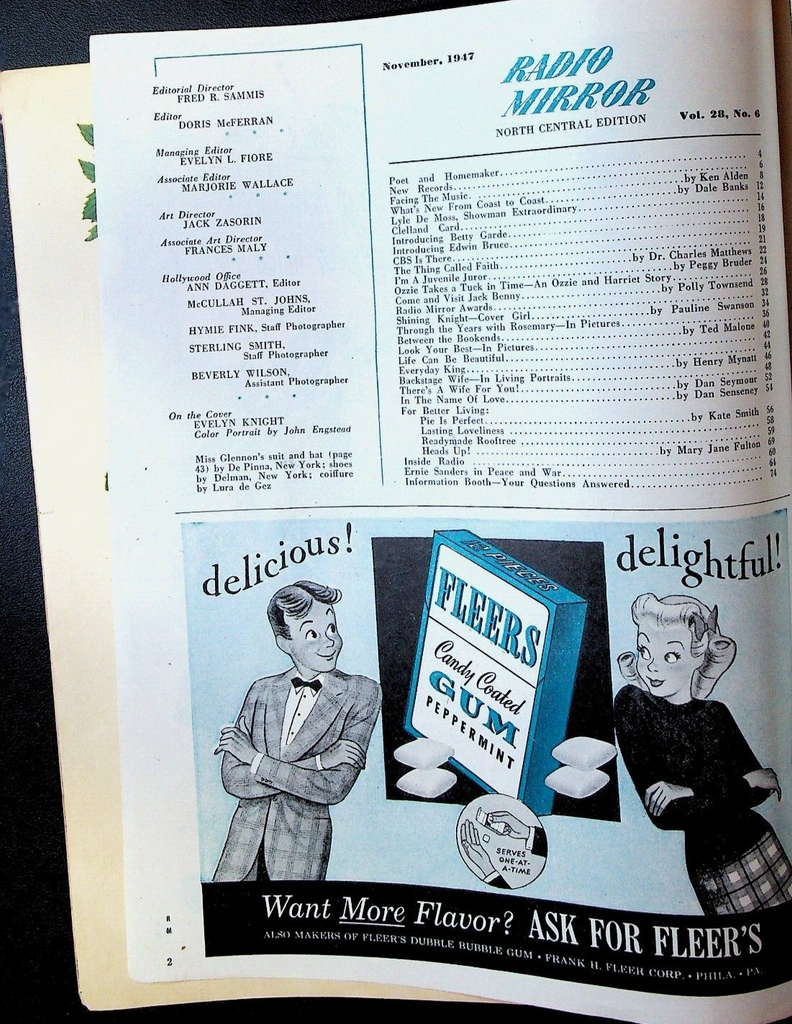Radio Mirror November 1947 Evelyn Knight Jack Benny Ozzie and Harriet