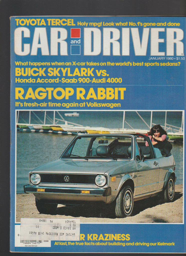 Car and Driver Magazine January 1980 Buick Skylark VW Rabbit Toyota Tercel