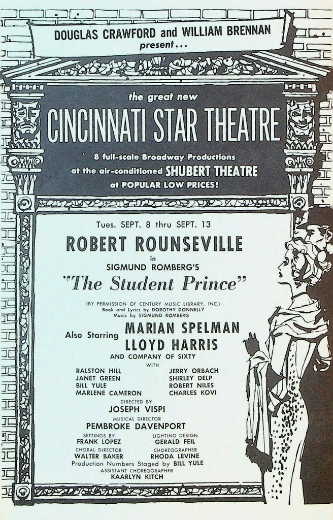 The Student Prince Robert Rounseville Cincinnati Star Theatre Program