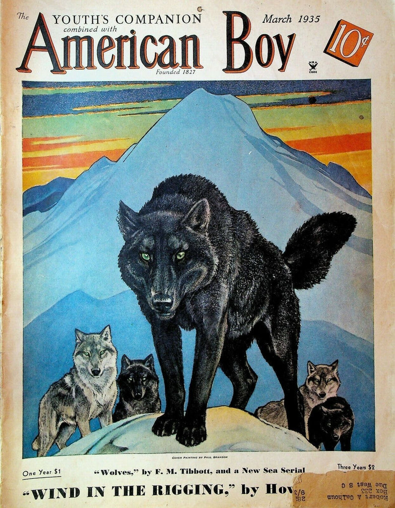 American Boy Magazine March 1935 Wolves Paul Branson William Heyliger
