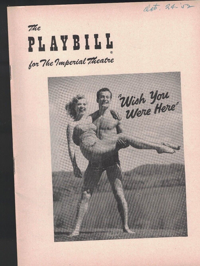 Wish You Were Here Playbill October 20 1952 Jack Cassidy Shelia Bond