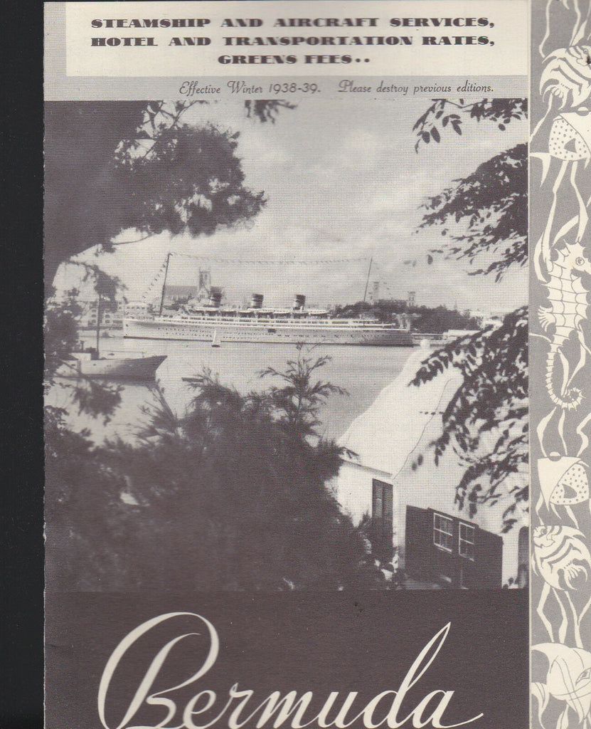 BERMUDA 1938 Brochure  Steamship & Aircraft Services  Hotel Rates Greens Fees