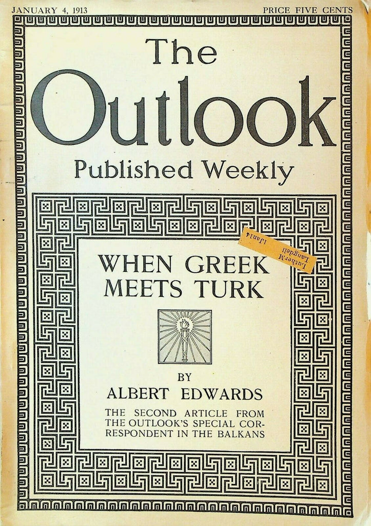 Outlook Magazine January 4 1913 Balkan War Atrocities Dangerous Immigrants