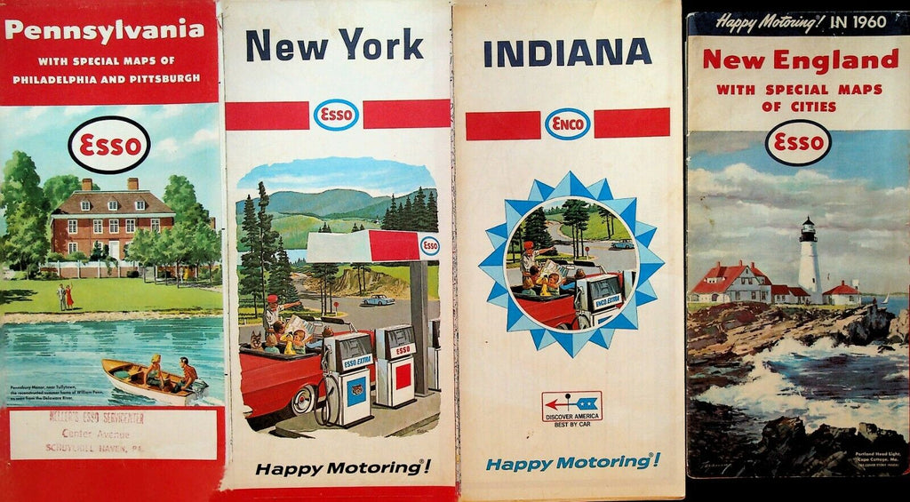 Gas Station Map Lot of 15 Mobil Shell Sinclair Esso Enco Chevron Husky
