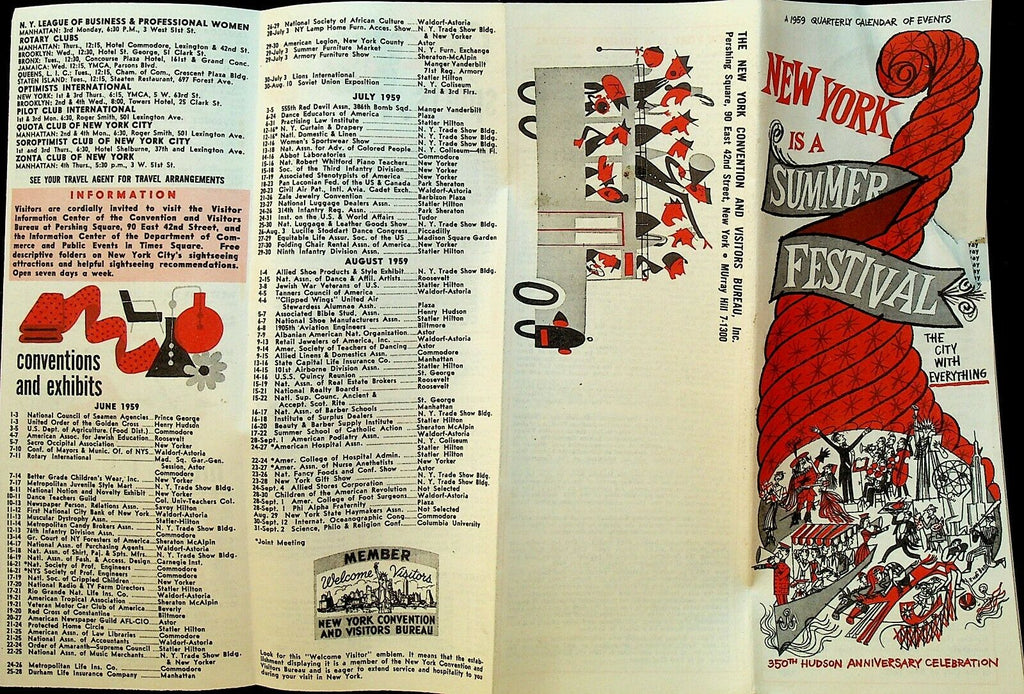 New York is a Summer Festival Brochure June 1959 350th Hudson Anniversary