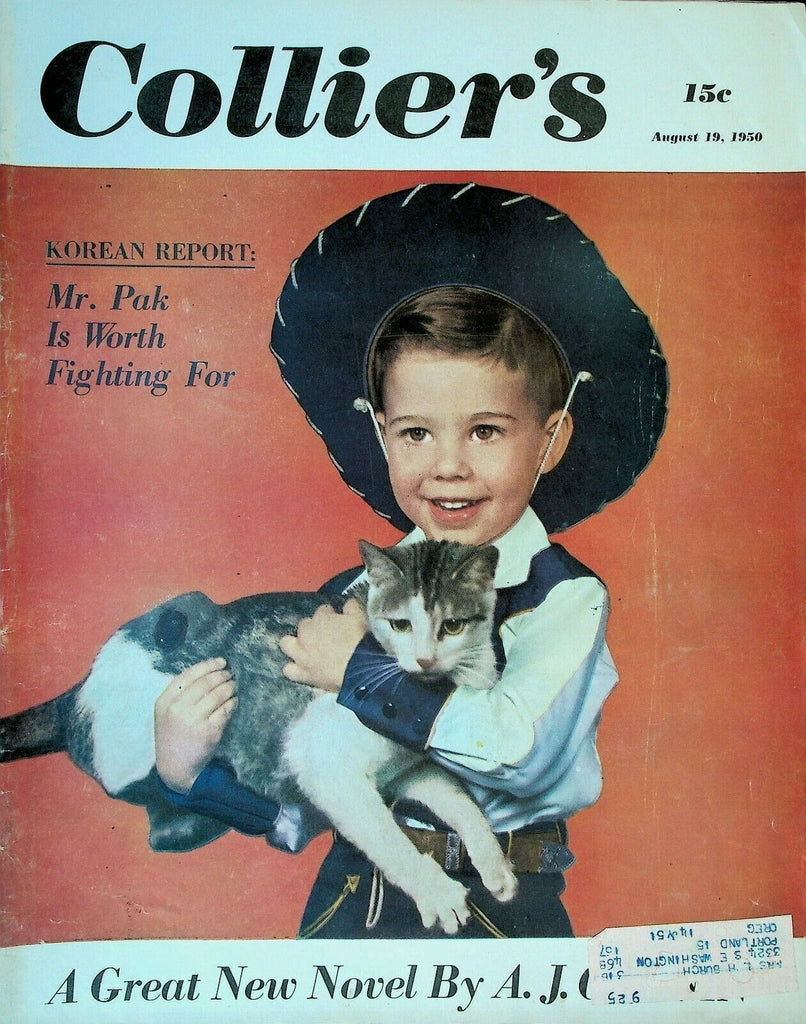 Collier's August 19 1950 Caproni's Cincinnati Charles Coburn Cat Cowboy Child