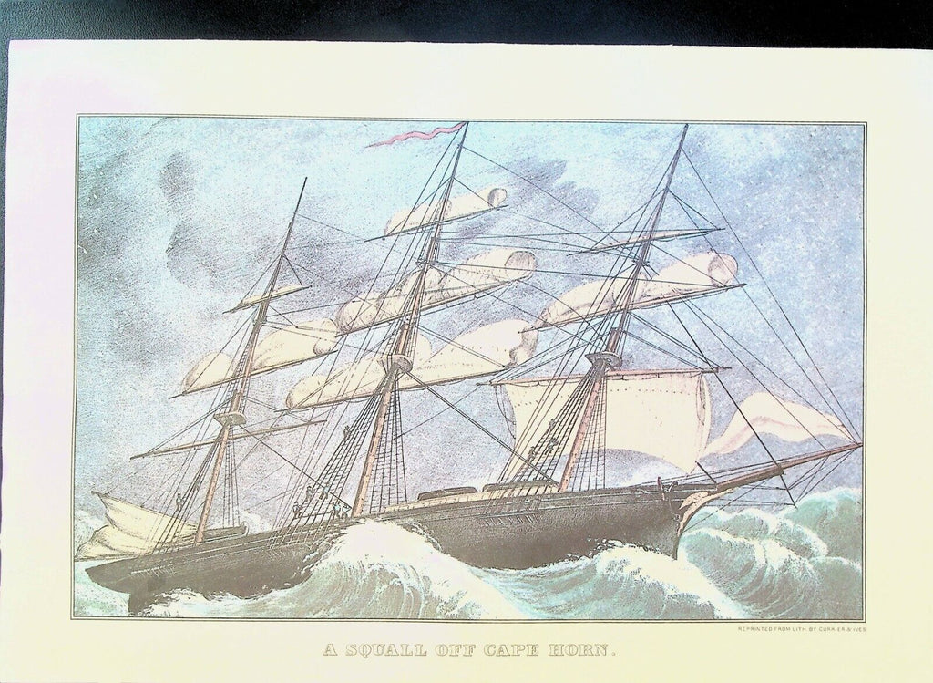 Currier & Ives Calendar Topper 1979 A Squall off Cape Horn