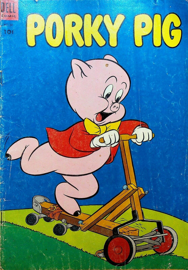 Porky Pig 30 Dell Comics 1953 Lawn Mower Scooter Roller Skate