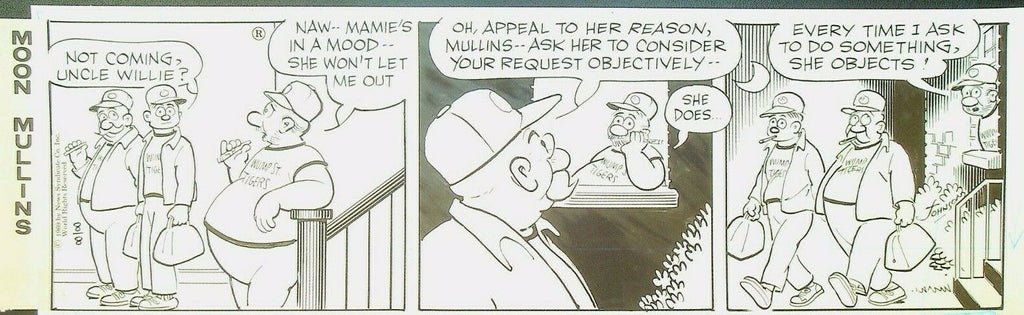Moon Mullins Ferd Johnson Original Comic Strip Art August 8 1969