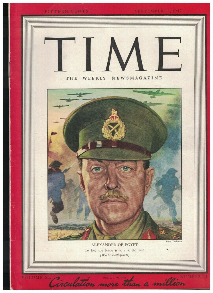 Time Magazine September 14 1942 General Sir Harold Alexander Superman on Radio